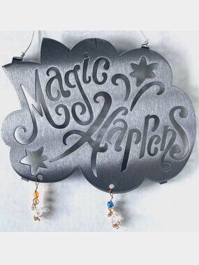 MAGIC HAPPENS! HANDMADE LASER CUT OUT METAL SIGN STARS BEADS GARDEN WINDOW DECOR